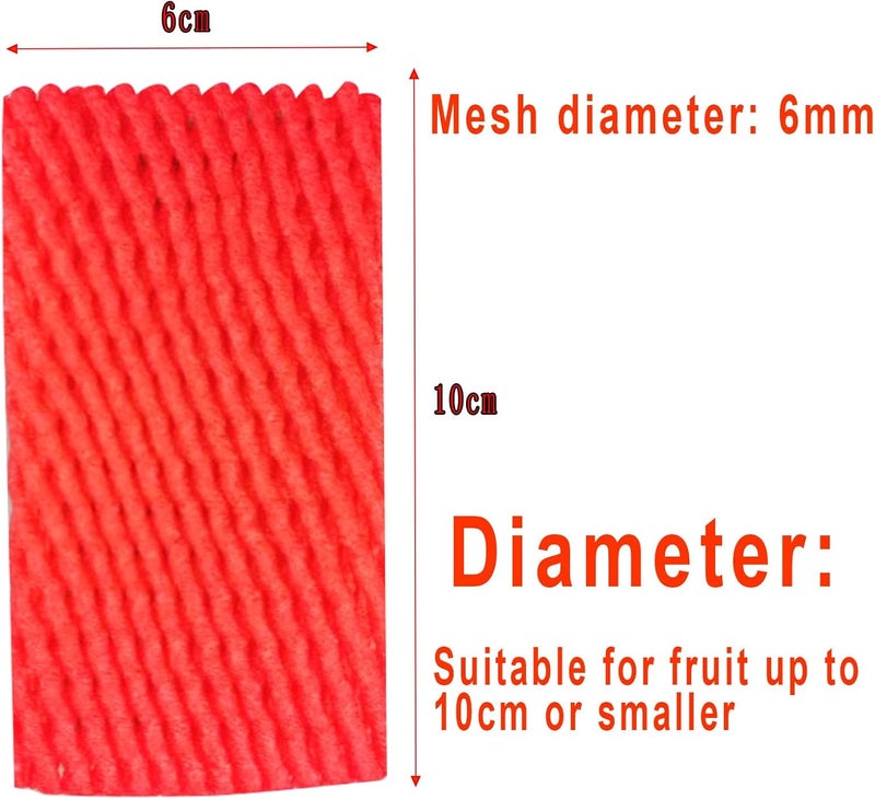 HanyHere 50 Pieces Fruit Protection Bags Foam Mesh Keep Safe Mesh Sleeves for Large Supermarkets, Fruit Shops (Red-10x6cm) - Image 2